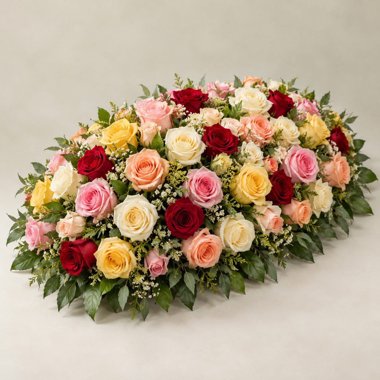 Cuscino di rose colorate
